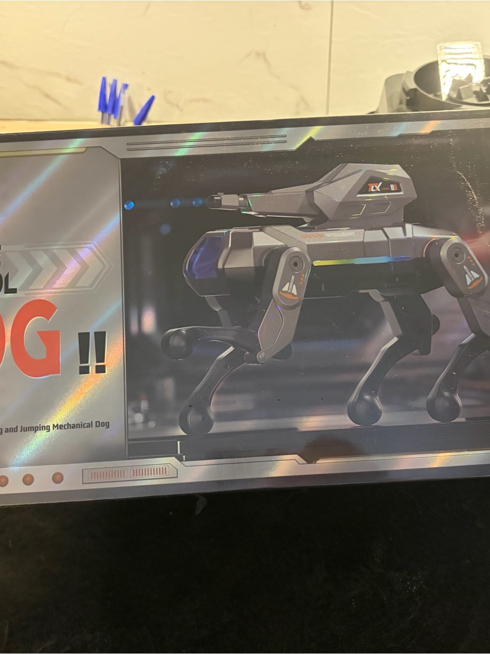 Black Mechanical Jumping Robot Dog - Electronic Toy